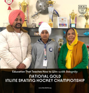 Skating Hockey Champion Harvinderjit Singh of Akal Academy Fatehgarh Channa, brings home the Gold Medal