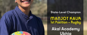 State Level Champion Manjot Kaur of Akal Academy Ubhia tackles for First Position at Rugby