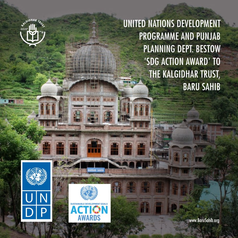 Kalgidhar Trust, Baru Sahib Receives SDG Action Award from UNDP and Punjab Planning Dept.