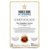 The Kalgidhar Society certified by World Book Of Records, London (UK) For making a record of more than 1,00,000 Views on Youtube