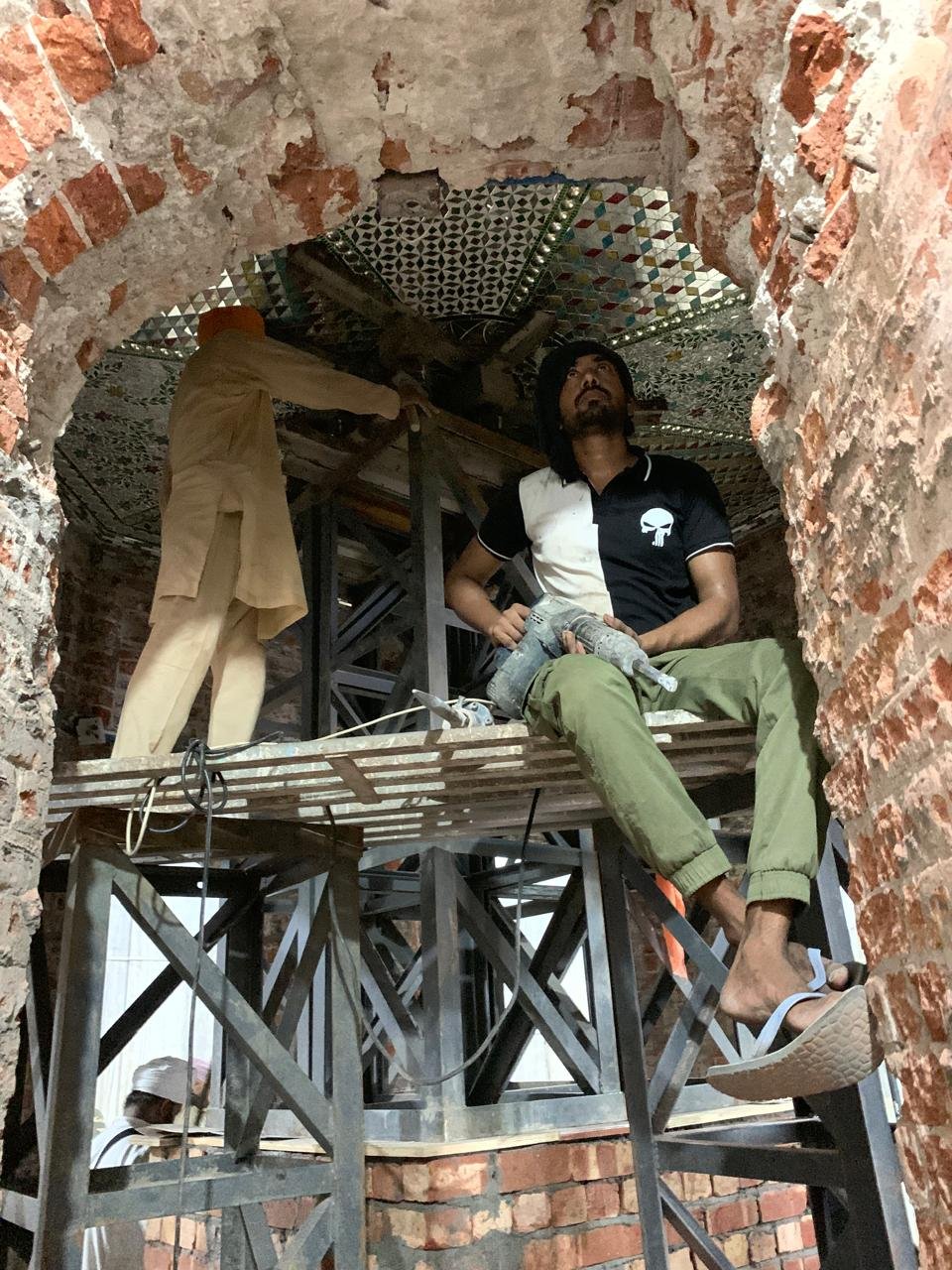 Careful restoration and conservation work underway