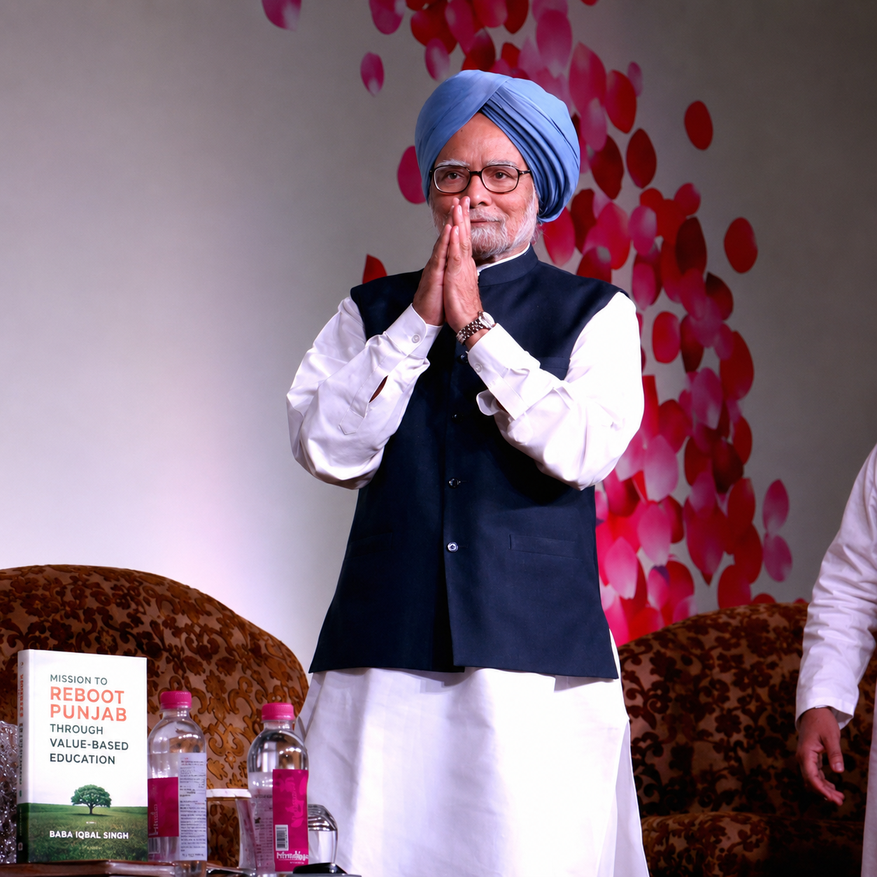 Former Prime Minister Dr Manmohan Singh releasing "Mission to Reboot Punjab Through Value-Based Education" by Baba Iqbal Singh Ji at the official book launch in New Delhi on 8 April 2017.